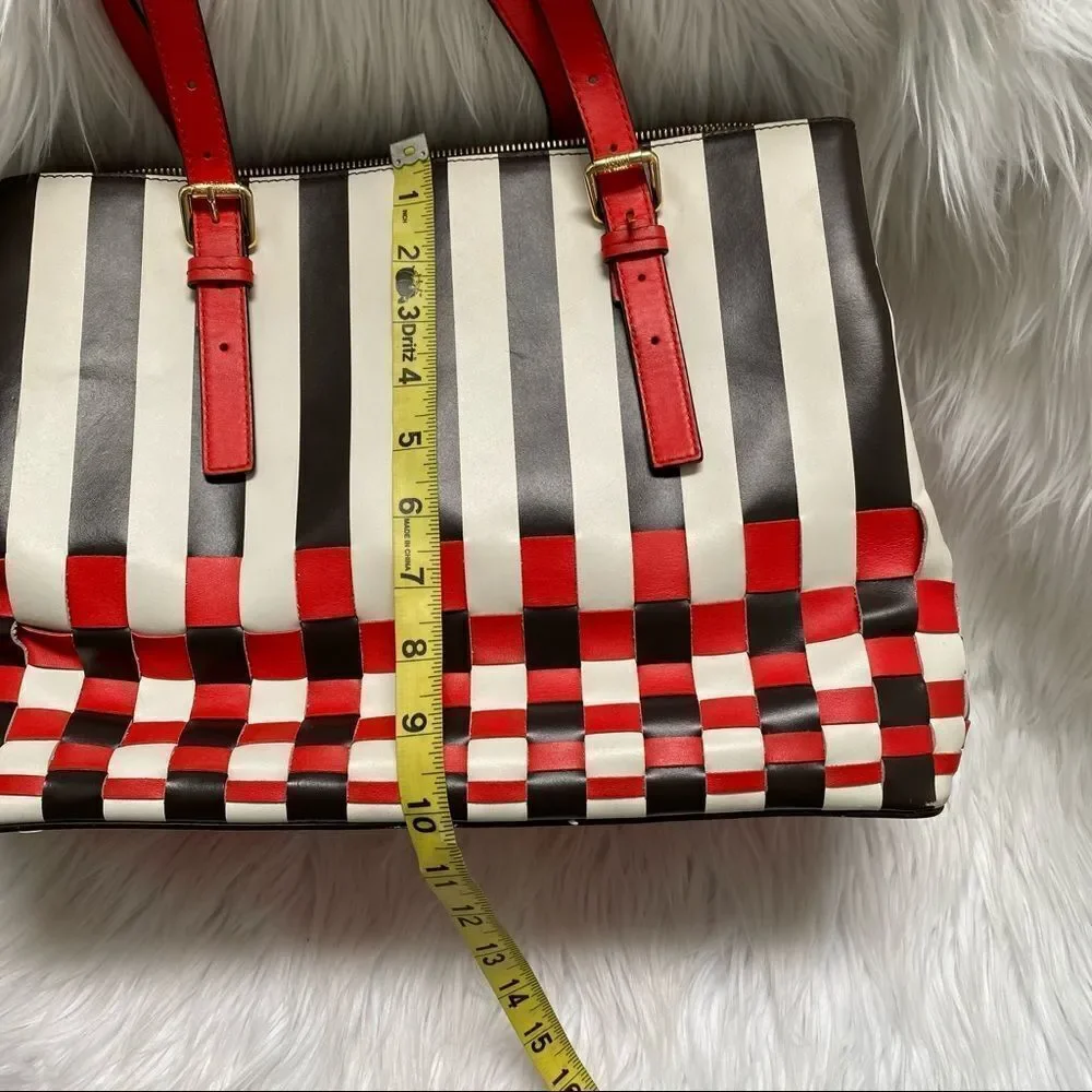 Henri Bendel Leather Centennial Stripe Satchel